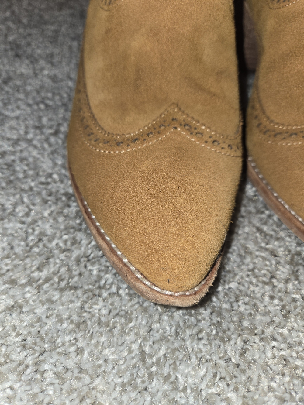 Madewell Suede Grayson Brogue Chelsea Ankle Boots Amber Brown Women's US 8.5 - Picture 2 of 14